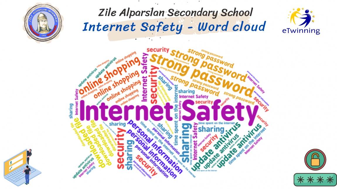 E-safety internet güvenliği ile ilgili kelime bulutu oluşturduk.